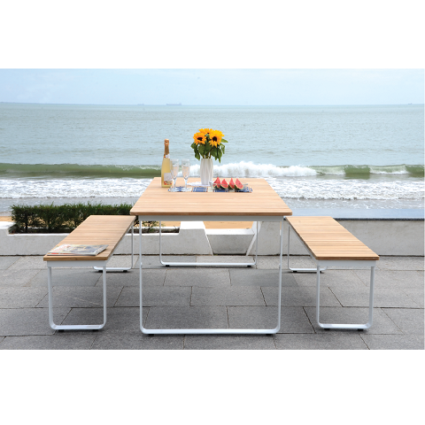 ACACIA WOOD + METAL- 3 PEICES DINING TABLE SET FOR 4-6 PEOPLE IN VIETNAM